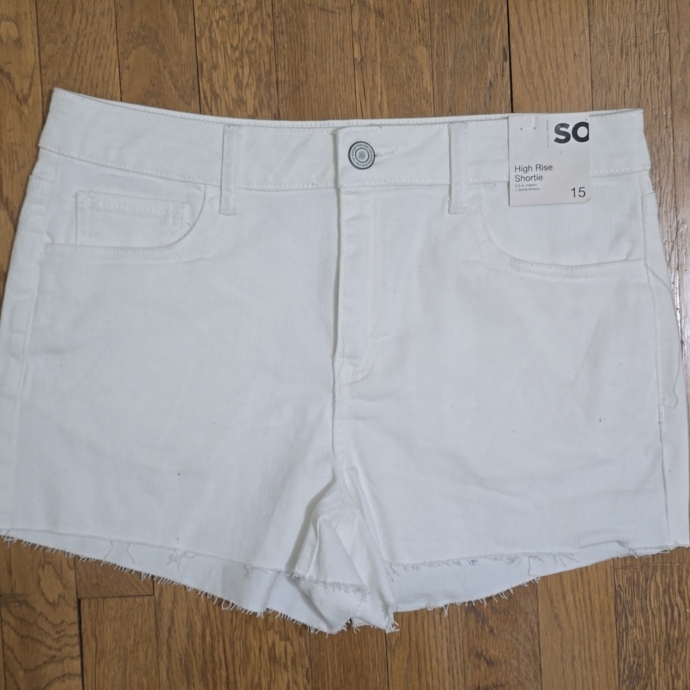 SO BRAND WOMEN'S JUNIOR SIZE WHITE HIGH-RISE SHORTIE SHORTS SIZE 15